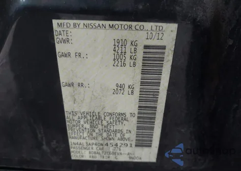 2013 Nissan Altima 2.5 Sv from USA, damaged, VIN 1N4AL3AP4DN454291